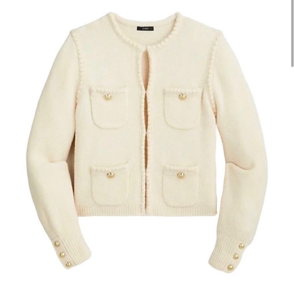 J. Crew Odette Sweater Lady Jacket - Cream - Small - NWT